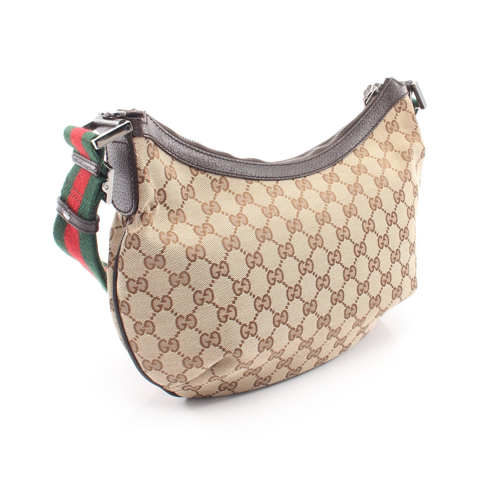 GGキャンバス ショルダーバッグ キャンバス レザー ベージュ ダークブラウン マルチカラー グッチ バッグ GUCCI