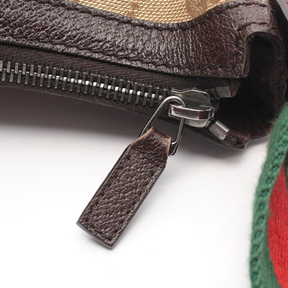 GGキャンバス ショルダーバッグ キャンバス レザー ベージュ ダークブラウン マルチカラー グッチ バッグ GUCCI