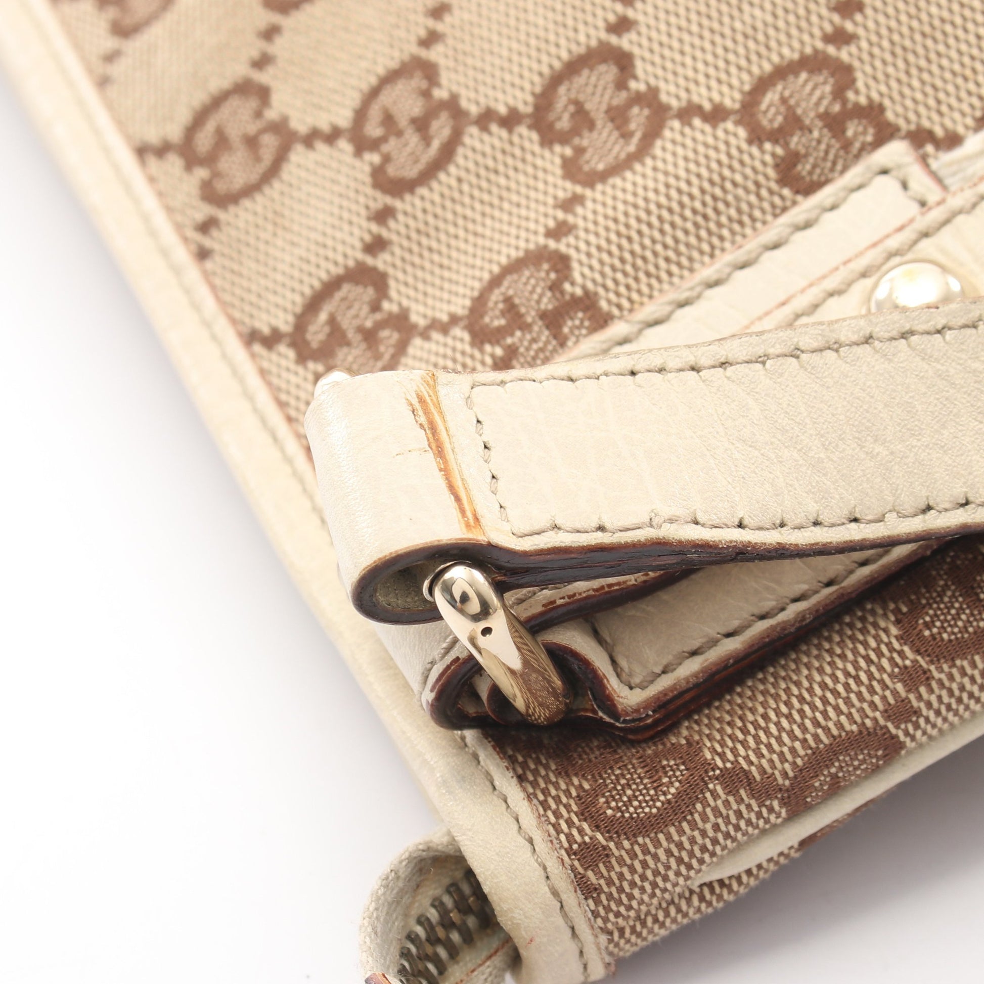 GGキャンバス ショルダーバッグ キャンバス レザー ベージュ オフホワイト オレンジ グッチ バッグ GUCCI