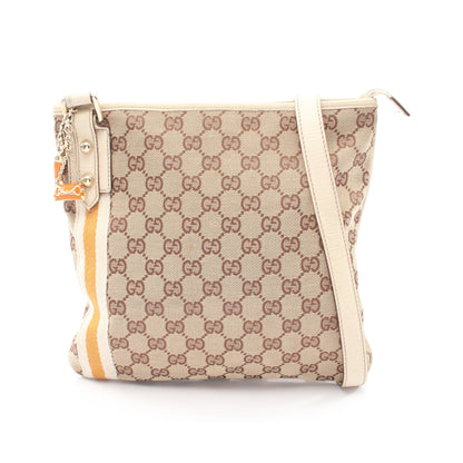 GGキャンバス ショルダーバッグ キャンバス レザー ベージュ オフホワイト オレンジ グッチ バッグ GUCCI