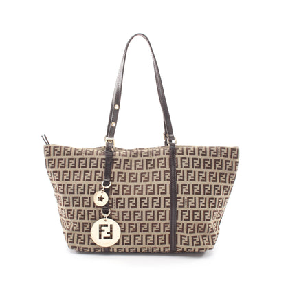 ズッキーノ ハンドバッグ トートバッグ キャンバス レザー ベージュ ダークブラウン フェンディ バッグ FENDI