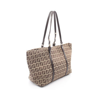 ズッキーノ ハンドバッグ トートバッグ キャンバス レザー ベージュ ダークブラウン フェンディ バッグ FENDI