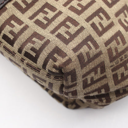 ズッキーノ ハンドバッグ トートバッグ キャンバス レザー ベージュ ダークブラウン フェンディ バッグ FENDI
