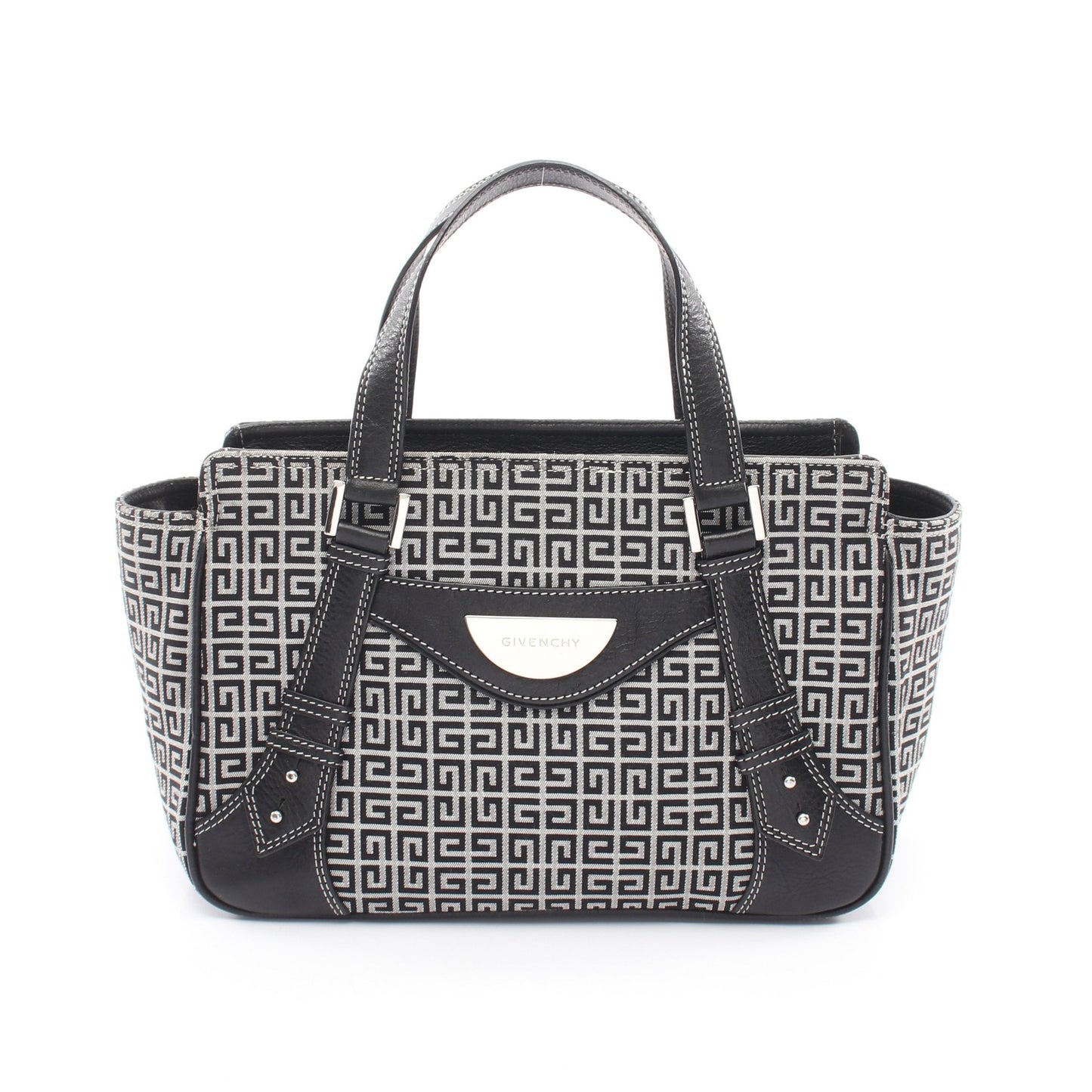 ロゴ ハンドバッグ キャンバス レザー ブラック グレー ジバンシィ バッグ GIVENCHY