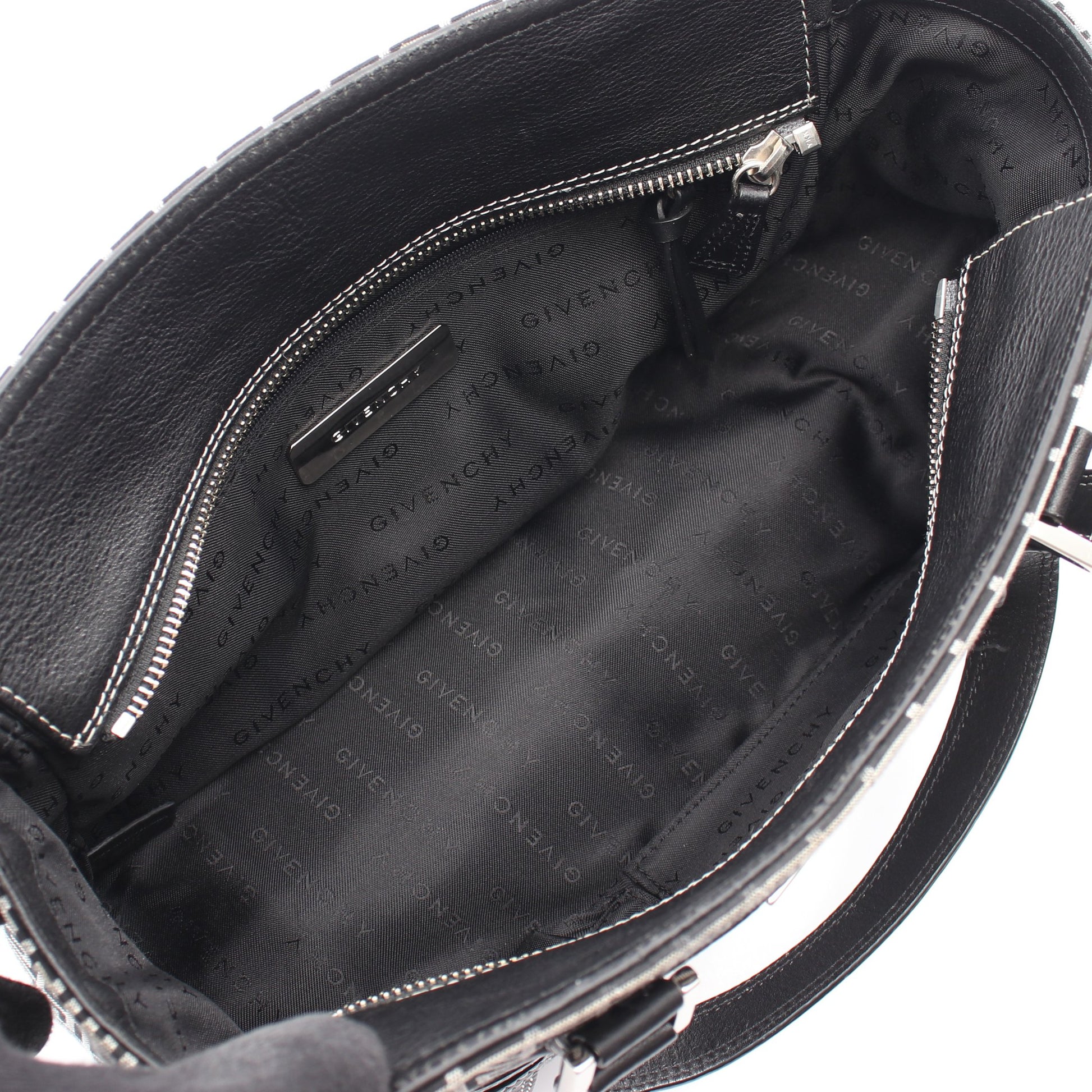 ロゴ ハンドバッグ キャンバス レザー ブラック グレー ジバンシィ バッグ GIVENCHY