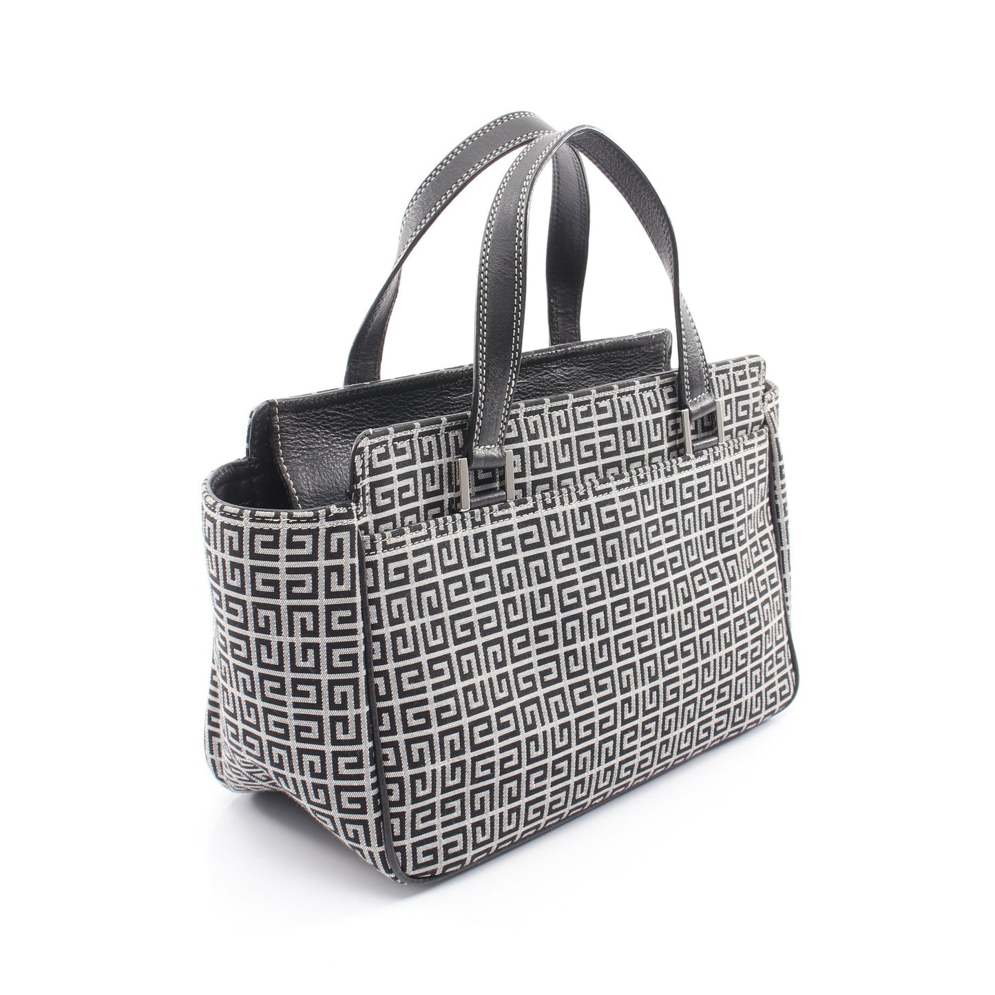 ロゴ ハンドバッグ キャンバス レザー ブラック グレー ジバンシィ バッグ GIVENCHY