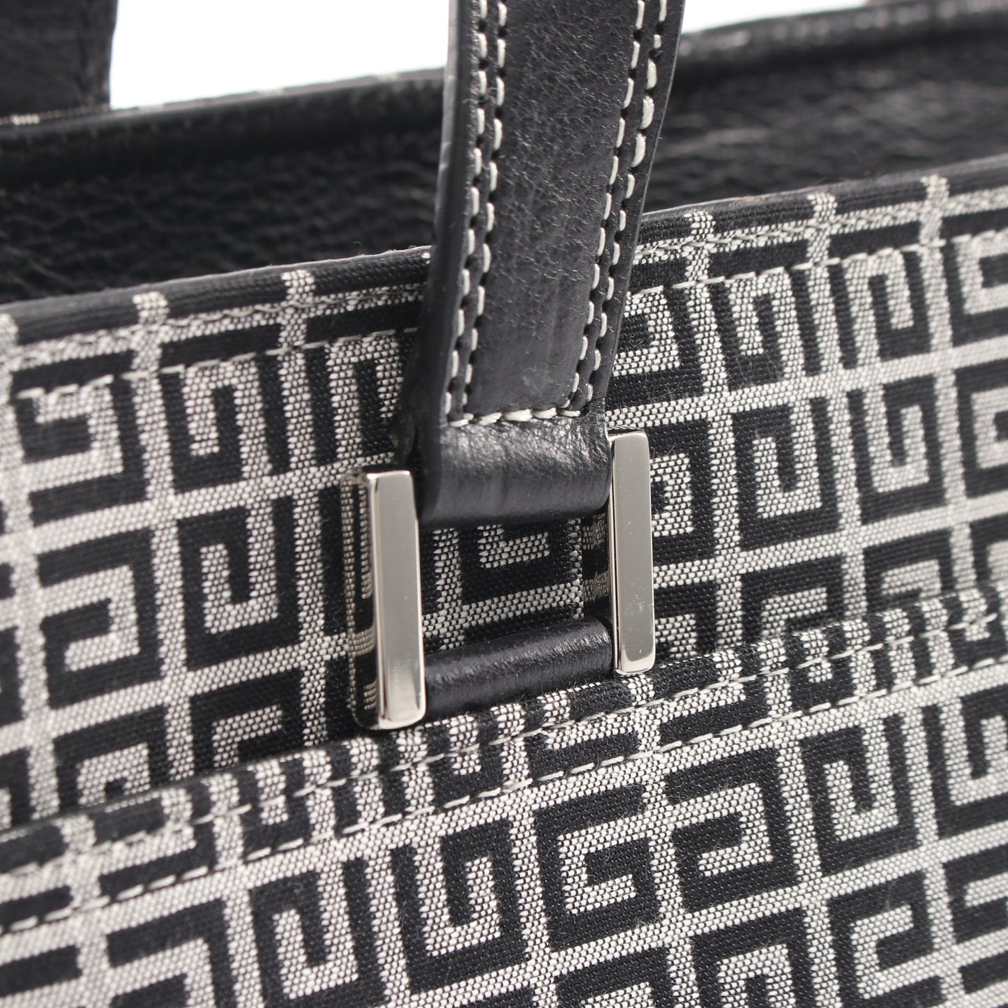 ロゴ ハンドバッグ キャンバス レザー ブラック グレー ジバンシィ バッグ GIVENCHY