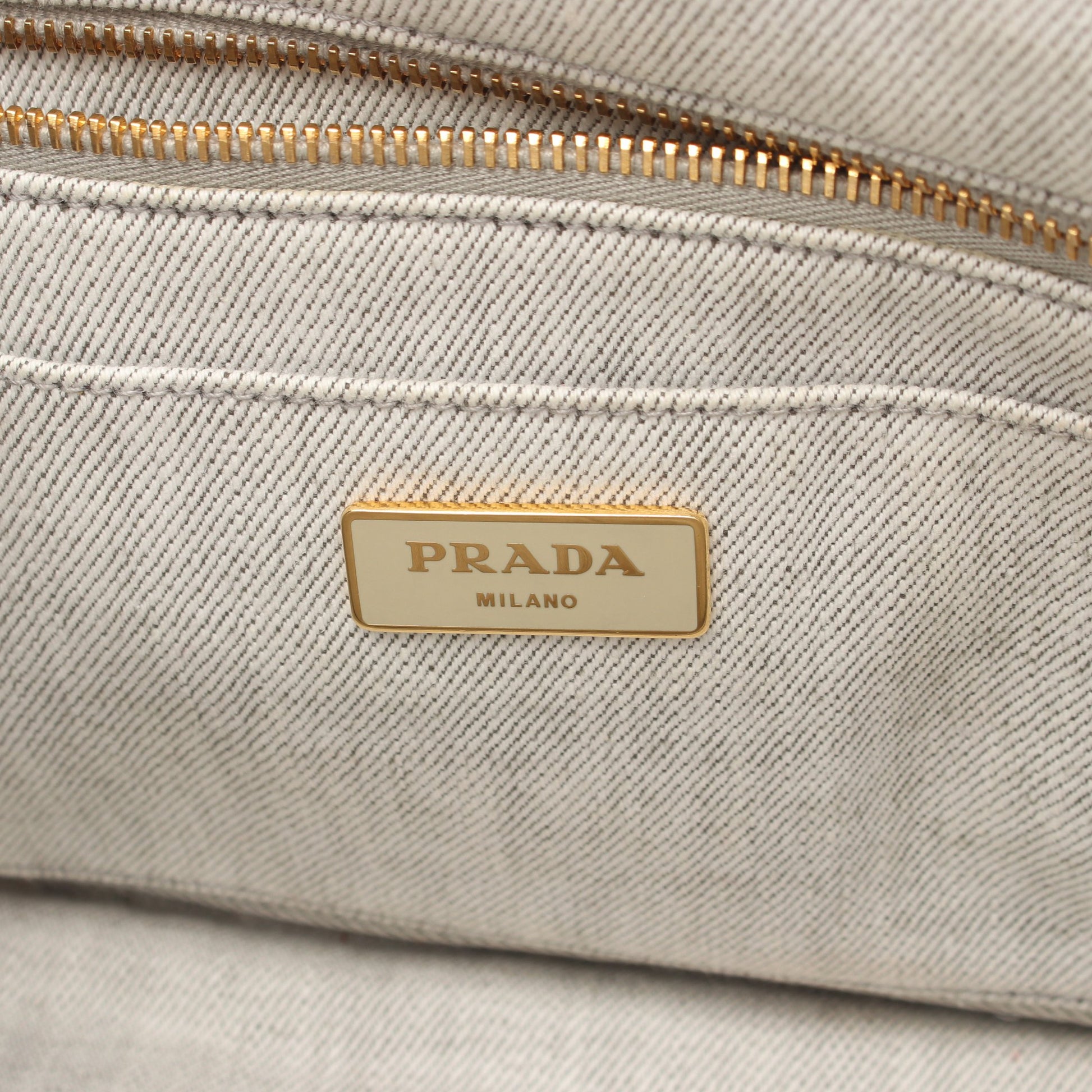 DENIM CANAPA カナパ 2WAY ハンドバッグ トートバッグ デニム ライトグレー プラダ バッグ PRADA