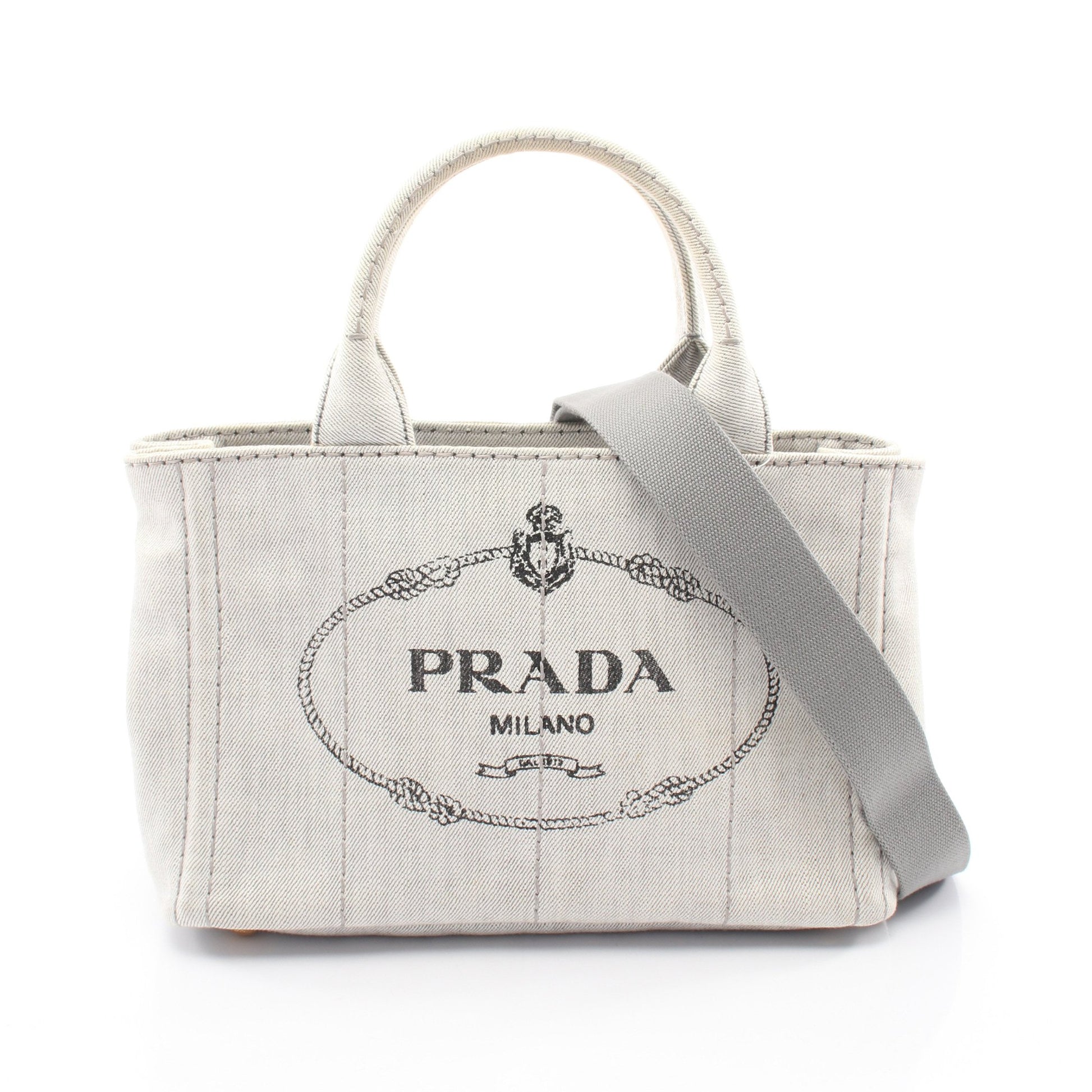 DENIM CANAPA カナパ 2WAY ハンドバッグ トートバッグ デニム ライトグレー プラダ バッグ PRADA