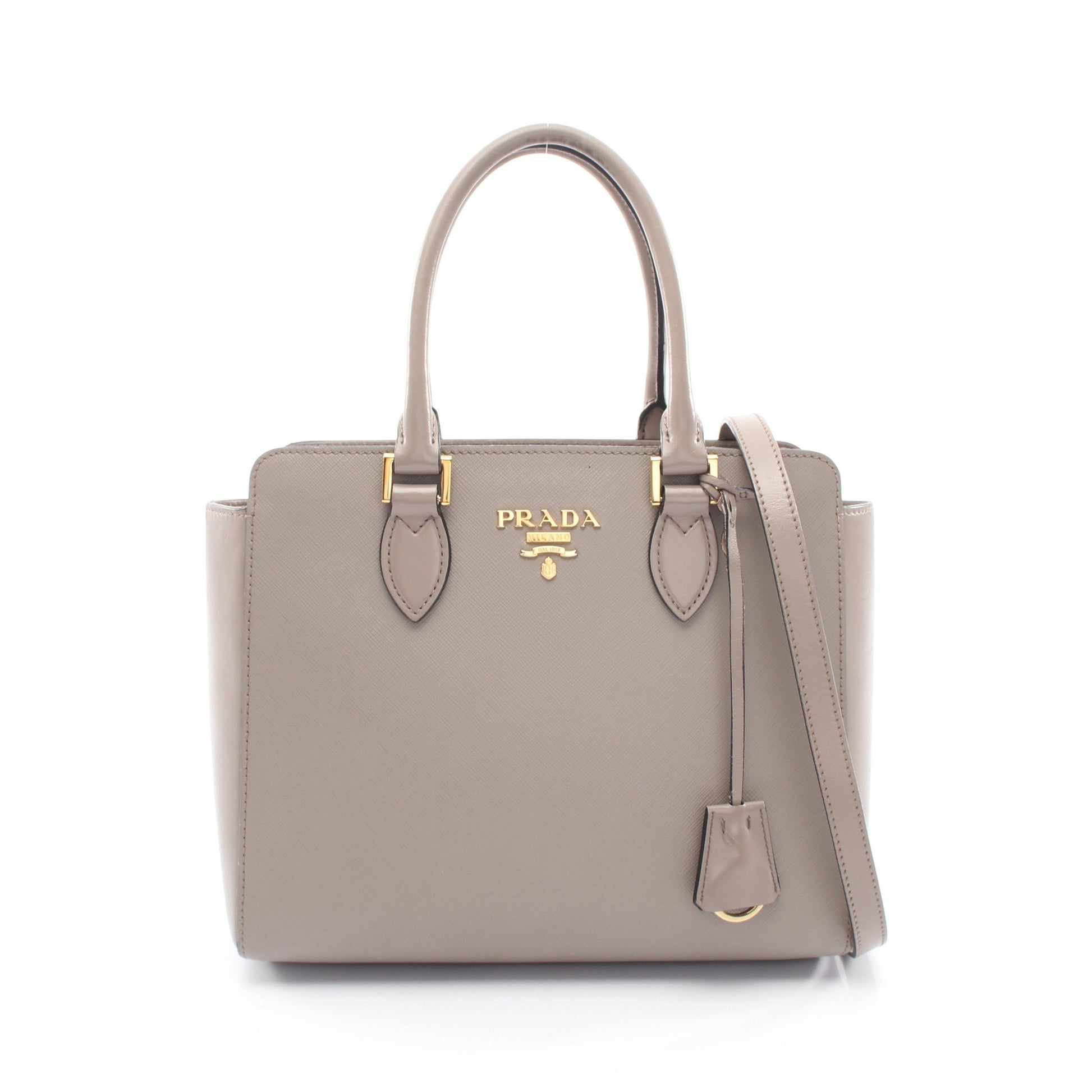 2WAY ハンドバッグ レザー グレーベージュ プラダ バッグ PRADA