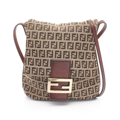 ズッキーノ ショルダーバッグ キャンバス レザー ベージュ ダークブラウン フェンディ バッグ FENDI