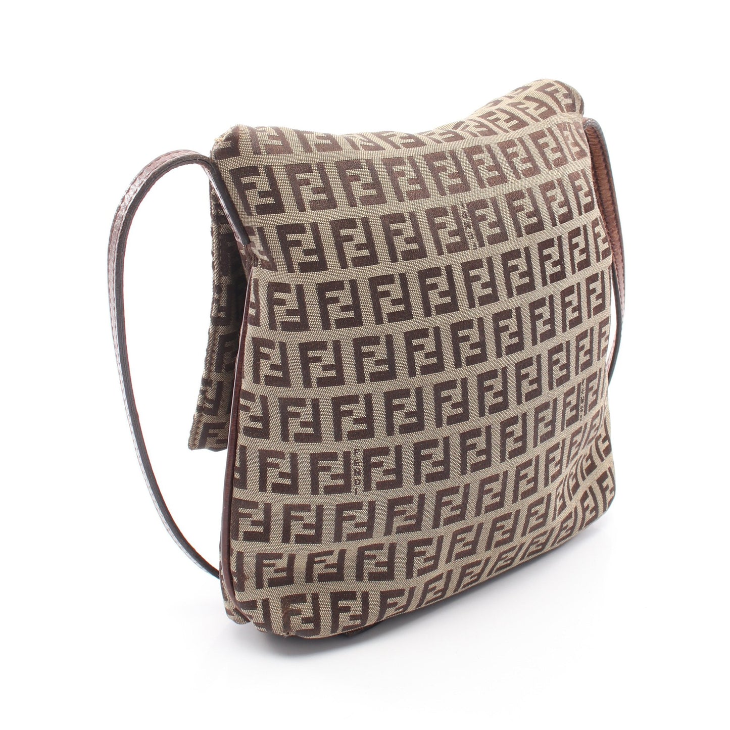 ズッキーノ ショルダーバッグ キャンバス レザー ベージュ ダークブラウン フェンディ バッグ FENDI