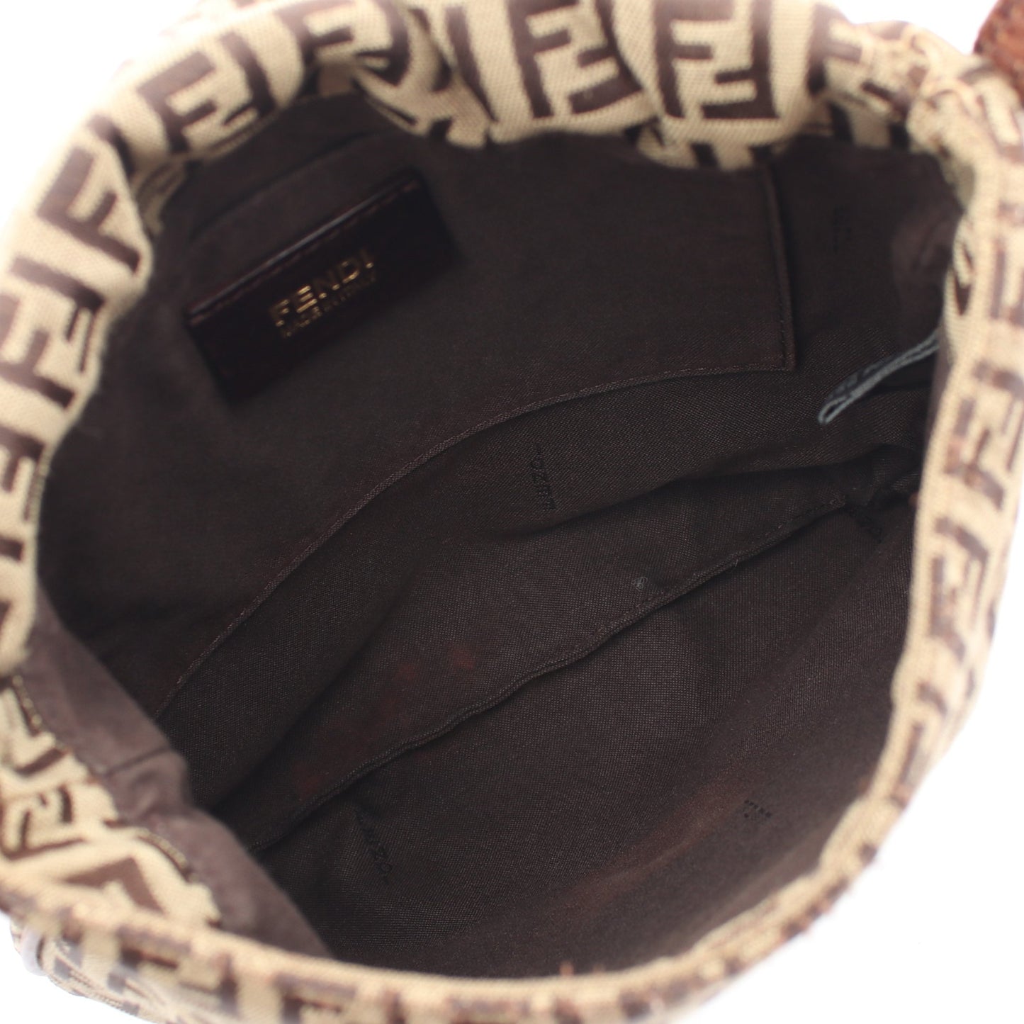 ズッキーノ ショルダーバッグ キャンバス レザー ベージュ ダークブラウン フェンディ バッグ FENDI