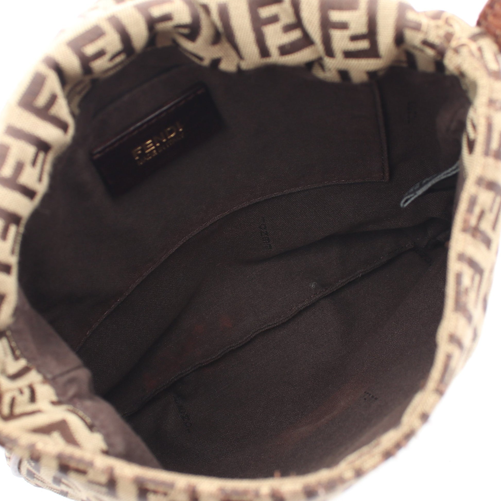 ズッキーノ ショルダーバッグ キャンバス レザー ベージュ ダークブラウン フェンディ バッグ FENDI