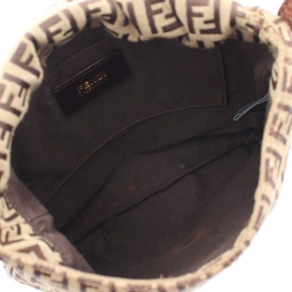 ズッキーノ ショルダーバッグ キャンバス レザー ベージュ ダークブラウン フェンディ バッグ FENDI