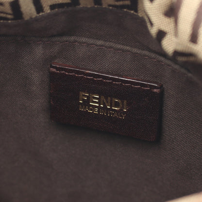 ズッキーノ ショルダーバッグ キャンバス レザー ベージュ ダークブラウン フェンディ バッグ FENDI