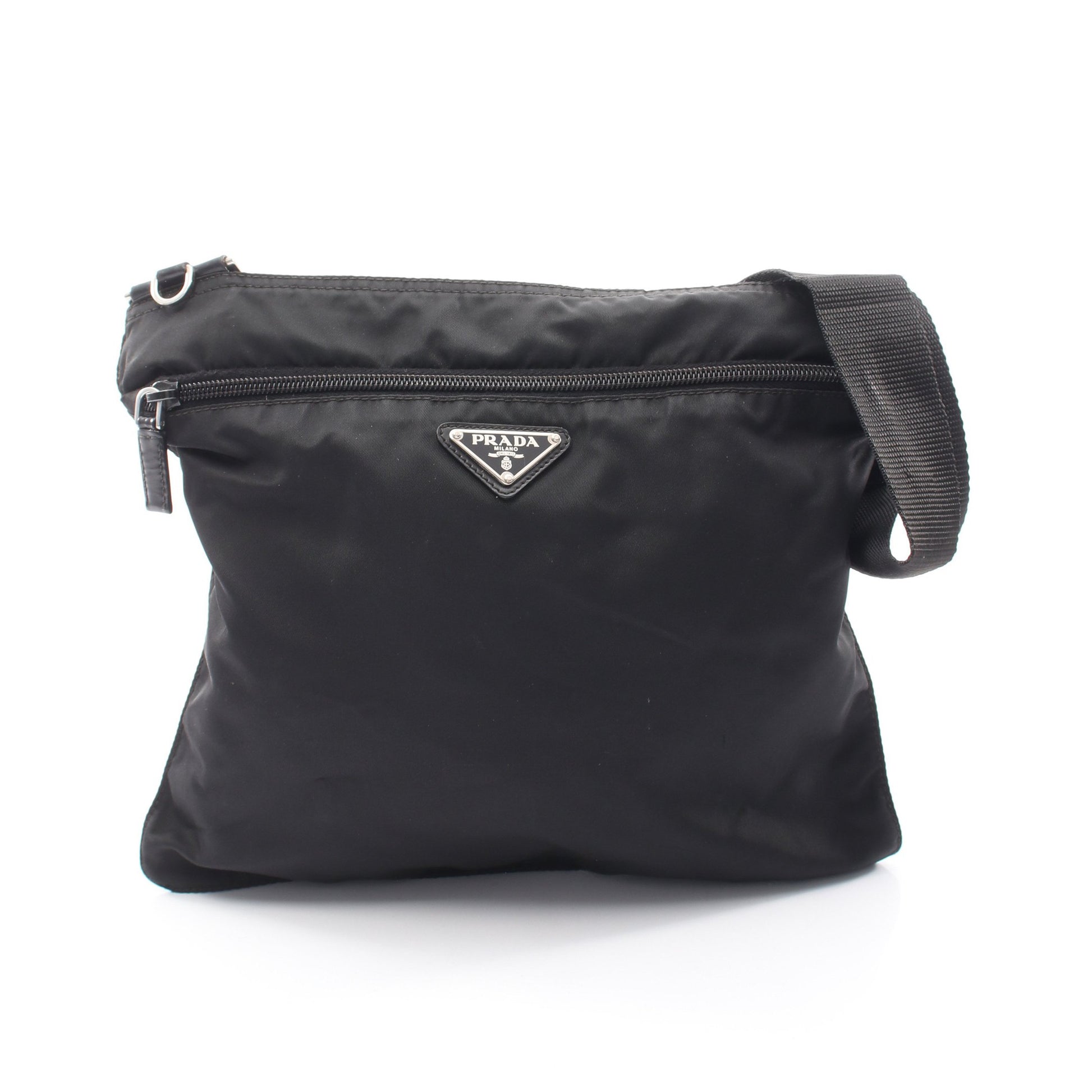 トライアングルロゴ ショルダーバッグ ナイロン レザー ブラック プラダ バッグ PRADA