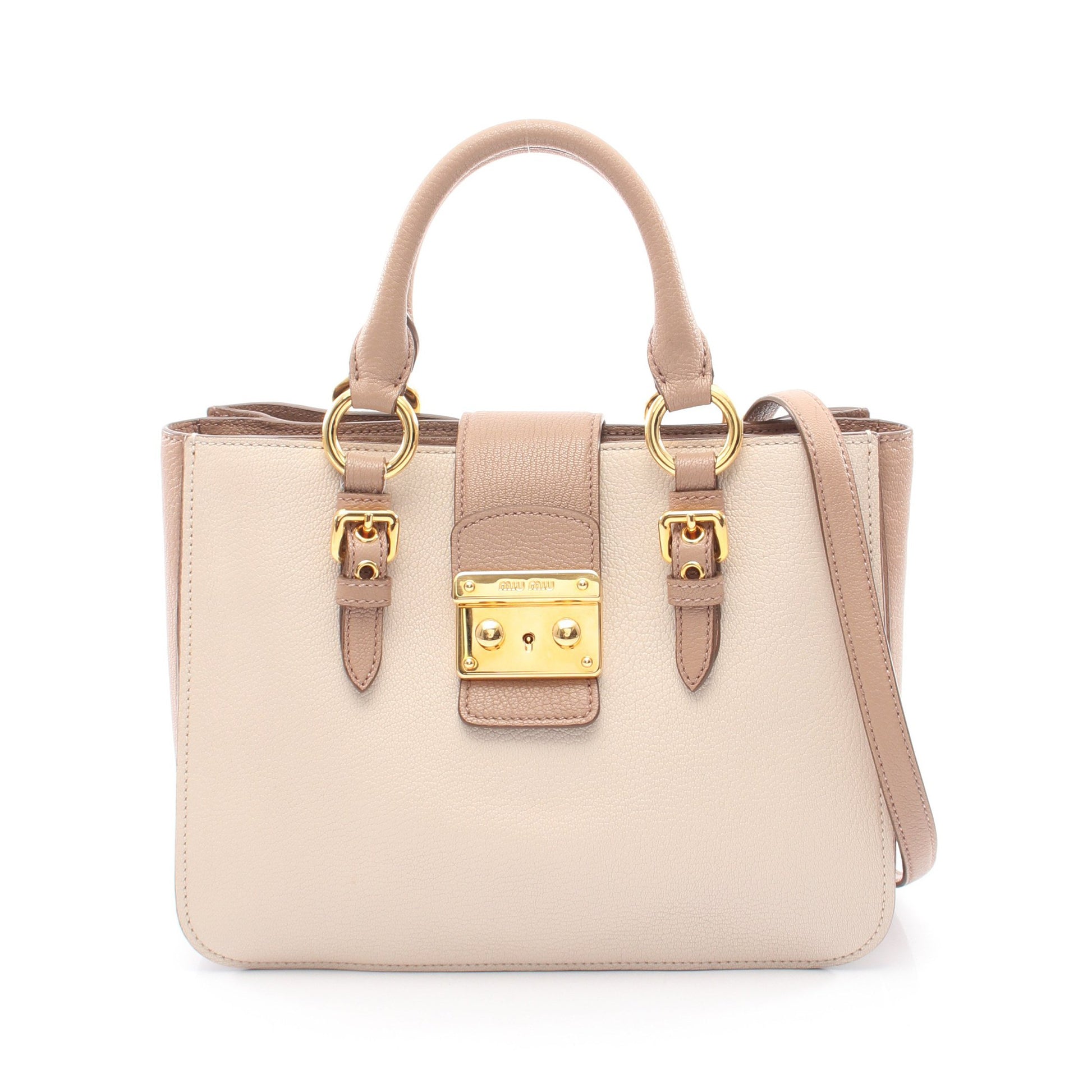 2WAY ハンドバッグ レザー ライトベージュ ベージュ ミュウミュウ バッグ miu miu