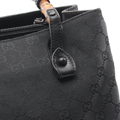 バンブー GGキャンバス ショルダーバッグ トートバッグ キャンバス レザー ブラック グッチ バッグ GUCCI
