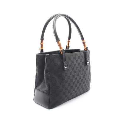 バンブー GGキャンバス ショルダーバッグ トートバッグ キャンバス レザー ブラック グッチ バッグ GUCCI
