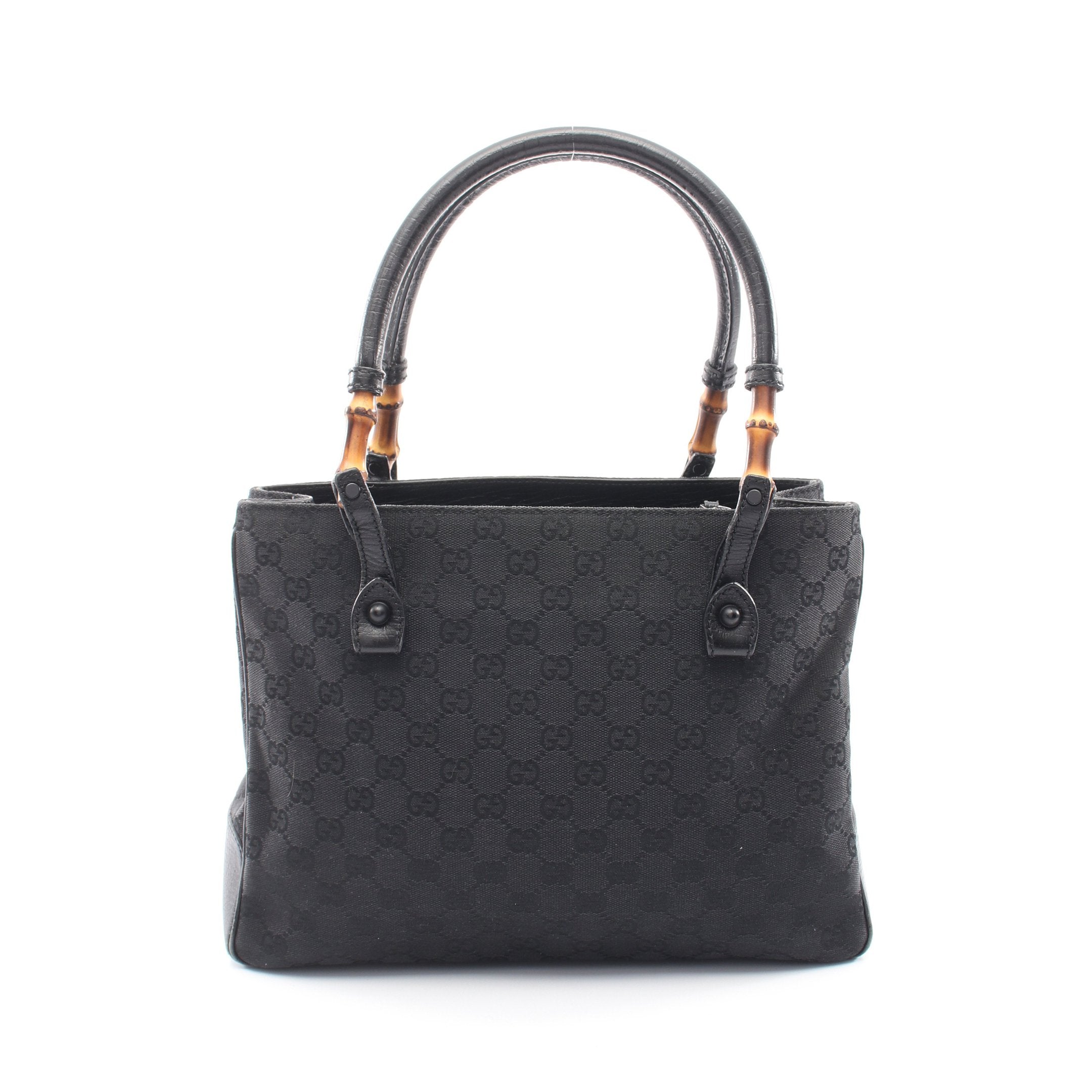 バッグ GUCCI グッチ バンブー GGキャンバス ハンドバッグ ブラック 黒