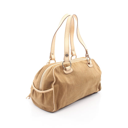 マカダム タッセル ハンドバッグ キャンバス レザー カーキブラウン ライトベージュ セリーヌ バッグ CELINE