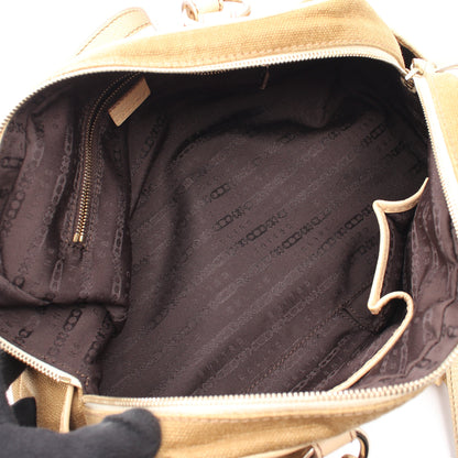 マカダム タッセル ハンドバッグ キャンバス レザー カーキブラウン ライトベージュ セリーヌ バッグ CELINE