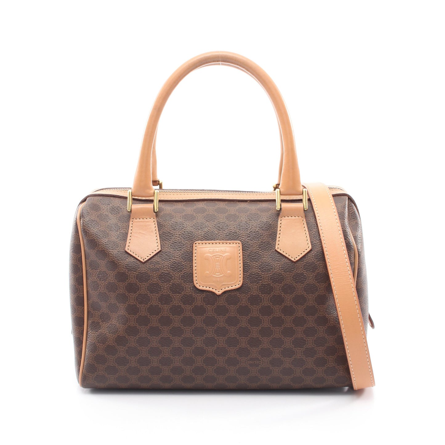 マカダム 2WAY ハンドバッグ PVC レザー ダークブラウン ブラウン セリーヌ バッグ CELINE