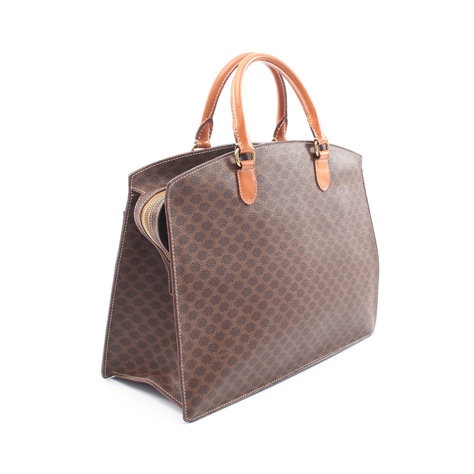 マカダム ハンドバッグ トートバッグ PVC レザー ダークブラウン ブラウン セリーヌ バッグ CELINE