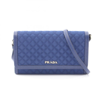 キルティング ショルダーウォレット ナイロン レザー ブルー プラダ バッグ PRADA