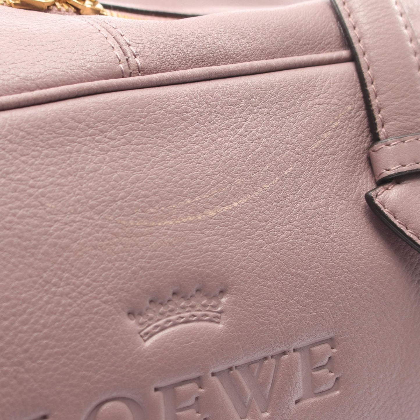 ヘリテージ ミニ ボストンバッグ レザー ダスティピンク ロエベ バッグ LOEWE