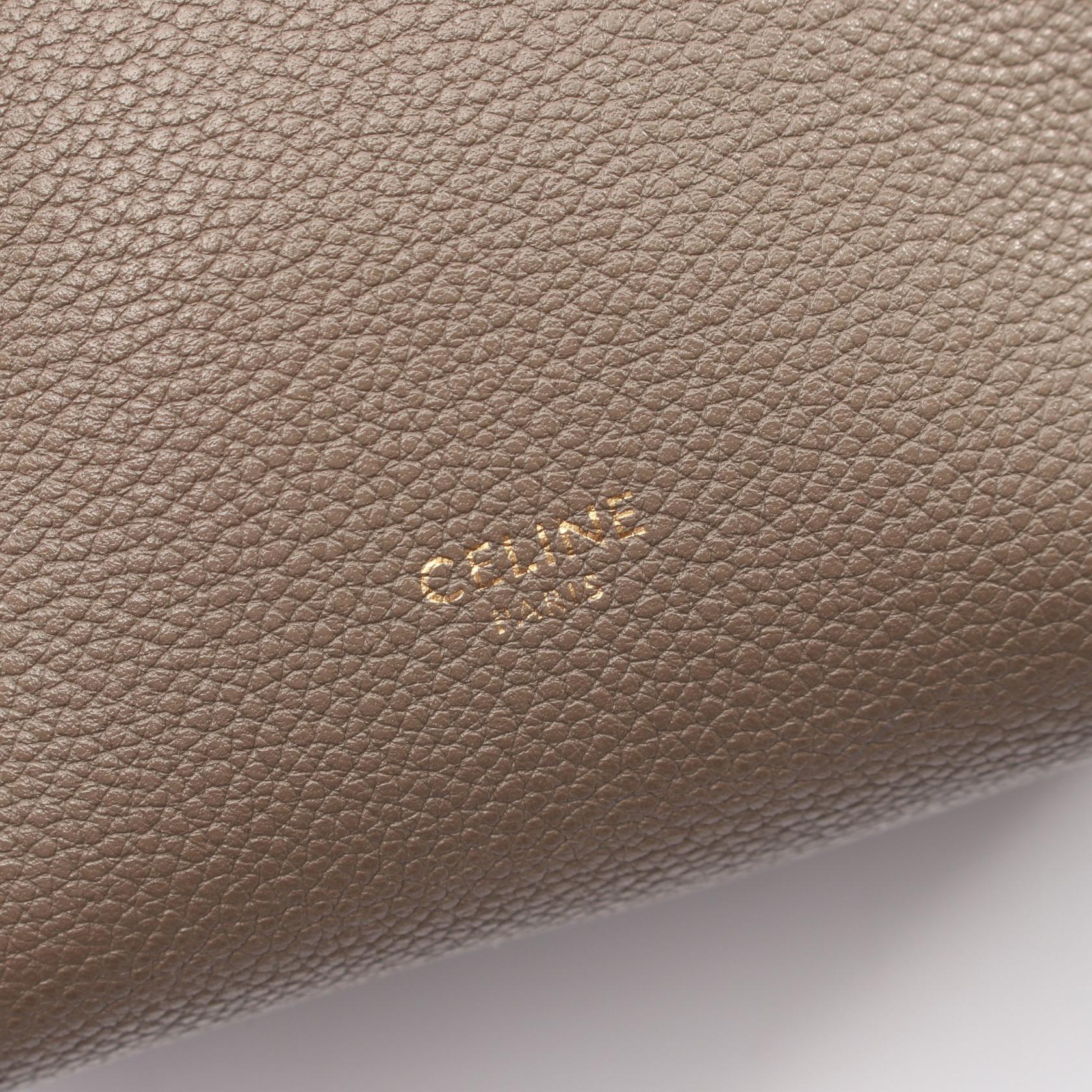 サングル バケット スモール ショルダーバッグ レザー グレーベージュ セリーヌ バッグ CELINE