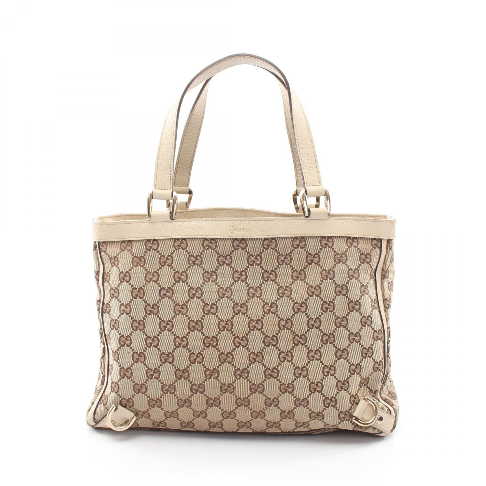 アビー GGキャンバス ハンドバッグ トートバッグ キャンバス レザー ベージュ アイボリー グッチ バッグ GUCCI