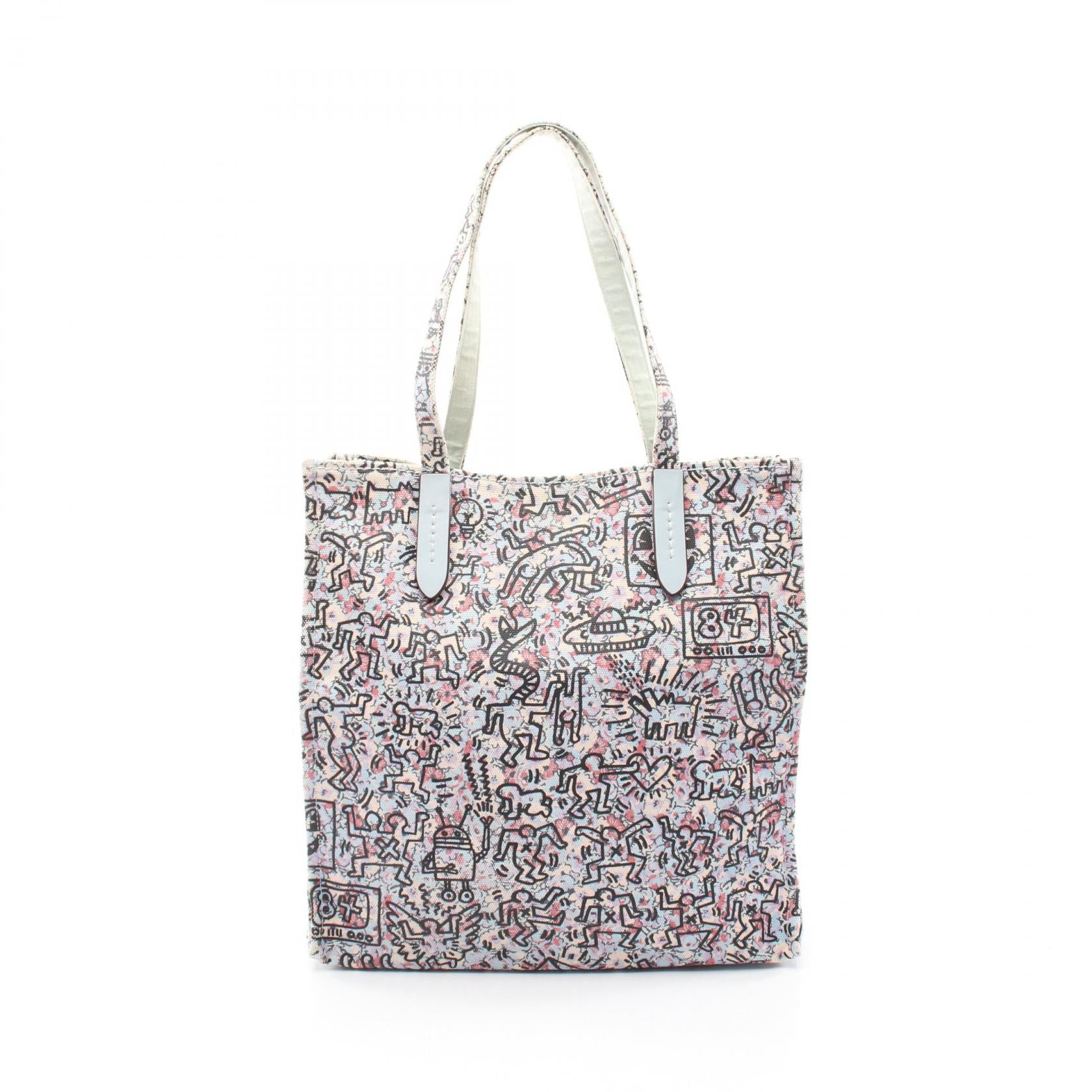 COACH × KEITH HARING ハンドバッグ トートバッグ キャンバス レザー ライトブルー マルチカラー コーチ バッグ COACH