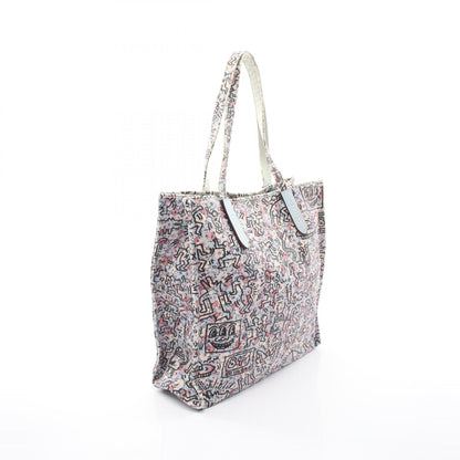 COACH × KEITH HARING ハンドバッグ トートバッグ キャンバス レザー ライトブルー マルチカラー コーチ バッグ COACH