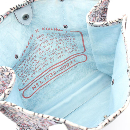 COACH × KEITH HARING ハンドバッグ トートバッグ キャンバス レザー ライトブルー マルチカラー コーチ バッグ COACH