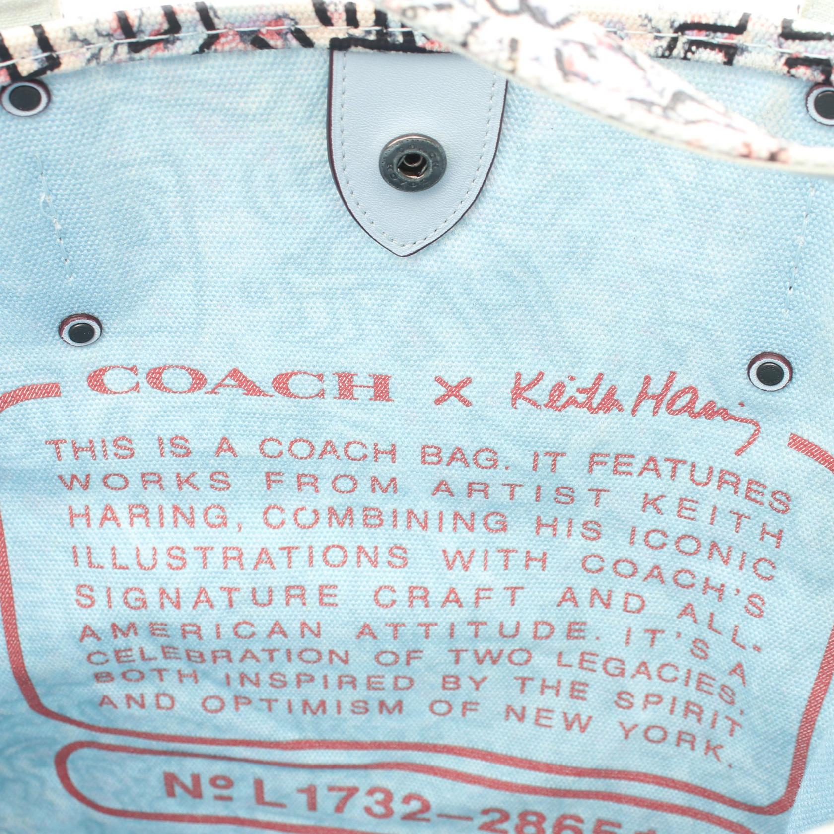 COACH × KEITH HARING ハンドバッグ トートバッグ キャンバス レザー ライトブルー マルチカラー コーチ バッグ COACH