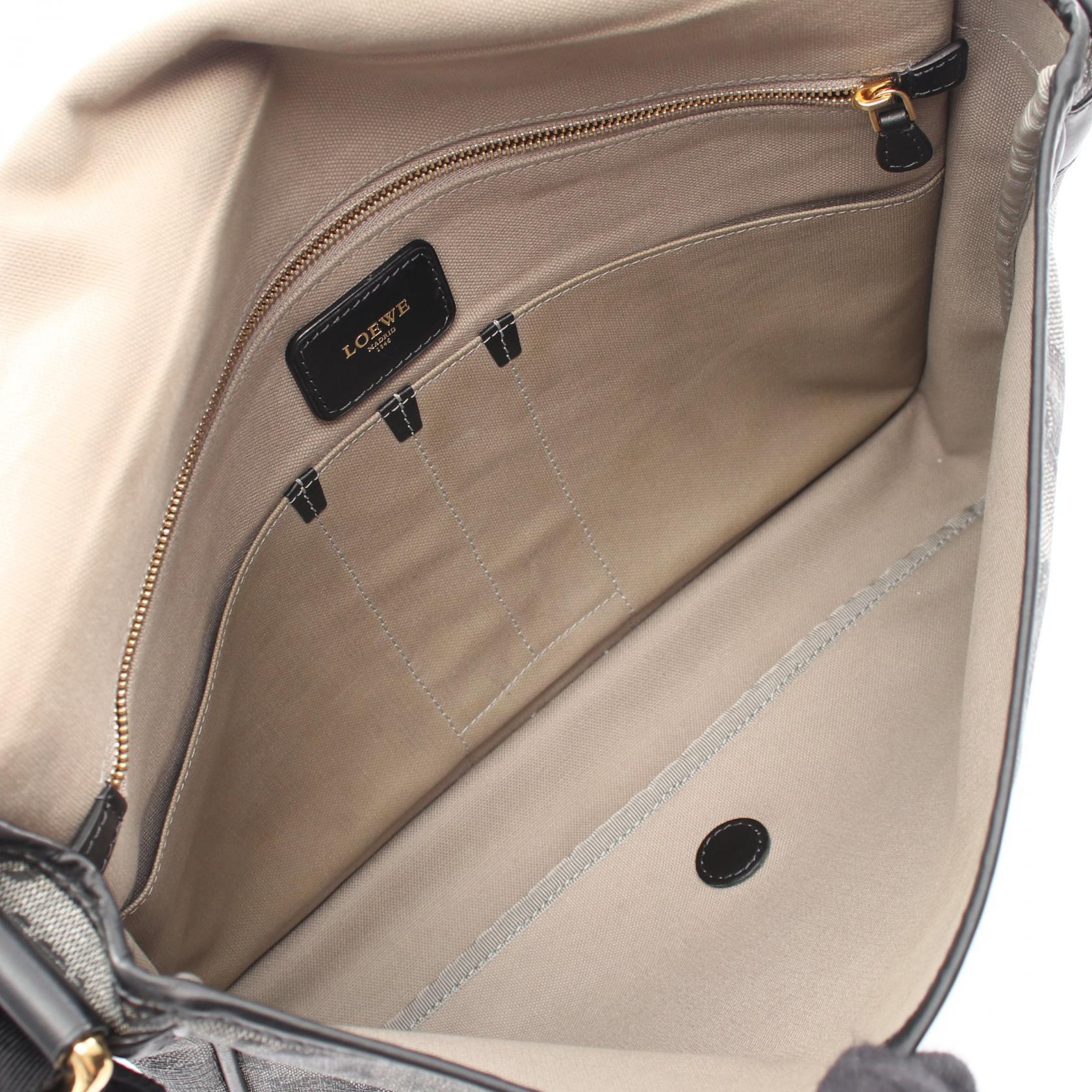 アナグラ ム メッセンジャー ショルダーバッグ PVC レザー ブラック ロエベ バッグ LOEWE