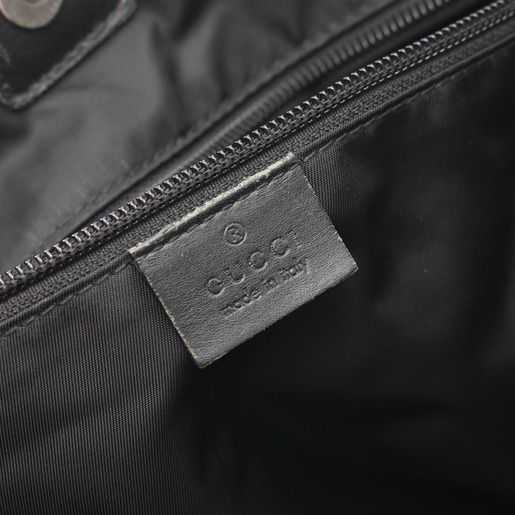 シェリーライン ハンドバッグ トートバッグ キャンバス レザー ブラック グッチ バッグ GUCCI