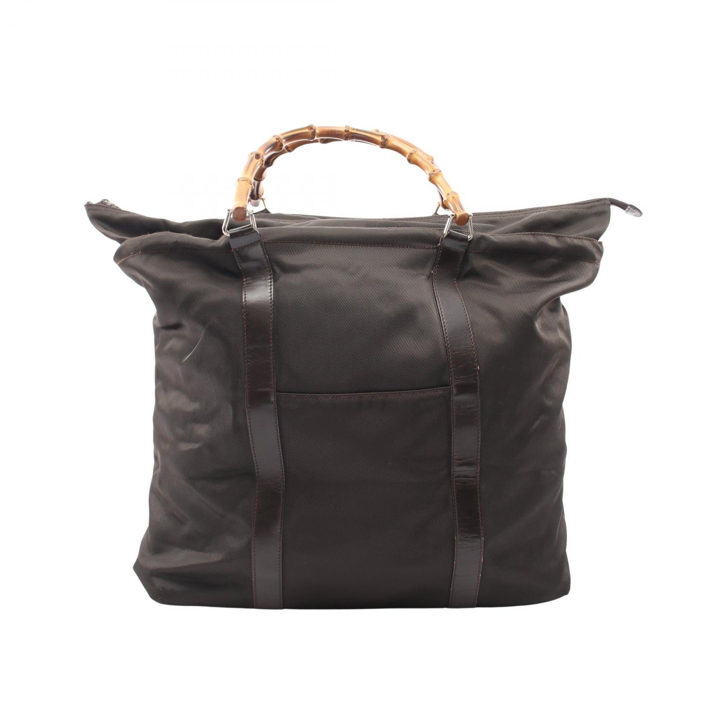 バンブー ハンドバッグ トートバッグ ナイロン レザー ダークブラウン グッチ バッグ GUCCI