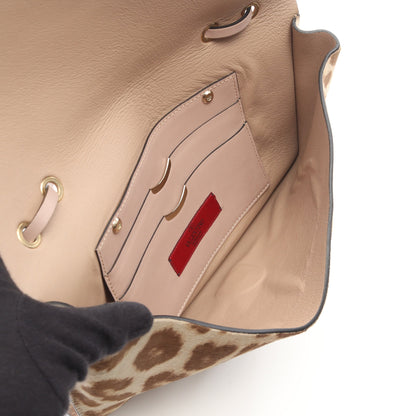 レオパード ショルダーバッグ ハラコ レザー ブラウン ライトベージュ ピンクベージュ ヴァレンティノ バッグ VALENTINO