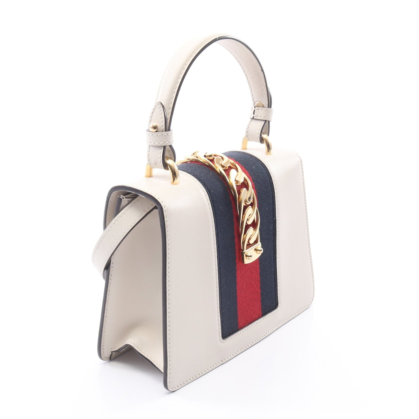 シルヴィ シェリーライン 2WAY ハンドバッグ レザー アイボリー ネイビー レッド グッチ バッグ GUCCI
