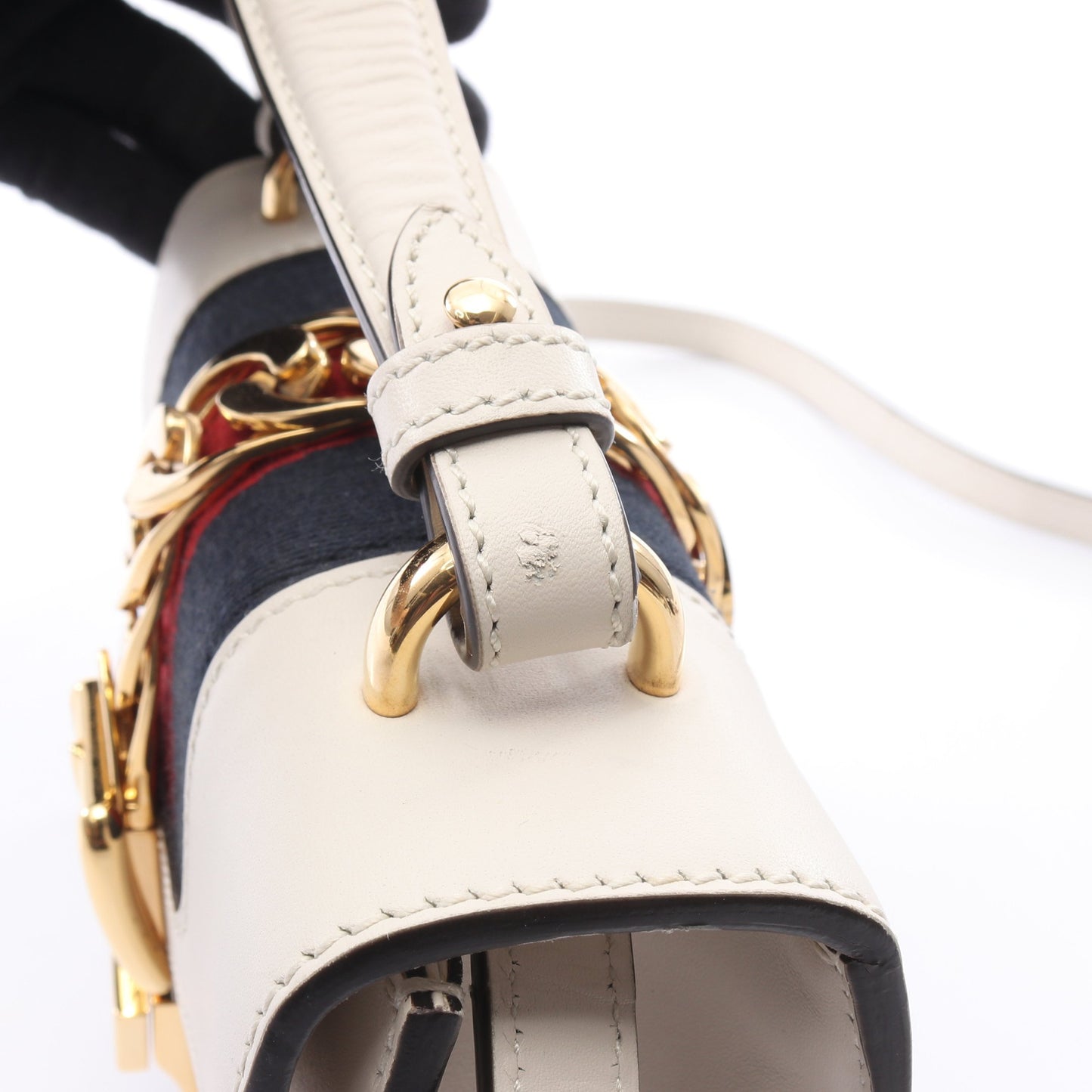 シルヴィ シェリーライン 2WAY ハンドバッグ レザー アイボリー ネイビー レッド グッチ バッグ GUCCI