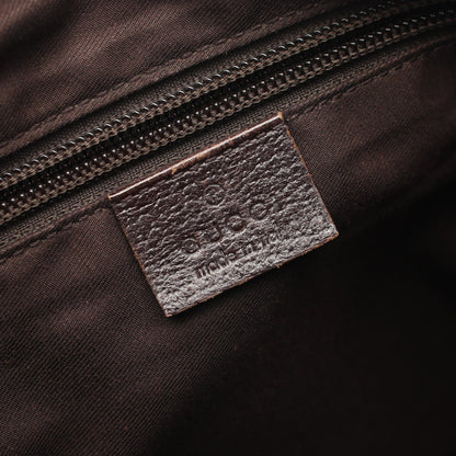 GGキャンバス ショルダーバッグ キャンバス レザー ベージュ ダークブラウン グッチ バッグ GUCCI