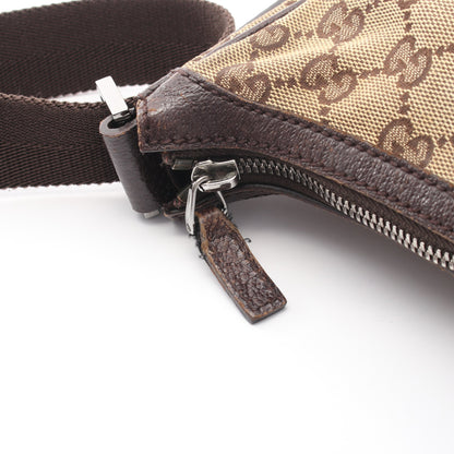 GGキャンバス ショルダーバッグ キャンバス レザー ベージュ ダークブラウン グッチ バッグ GUCCI