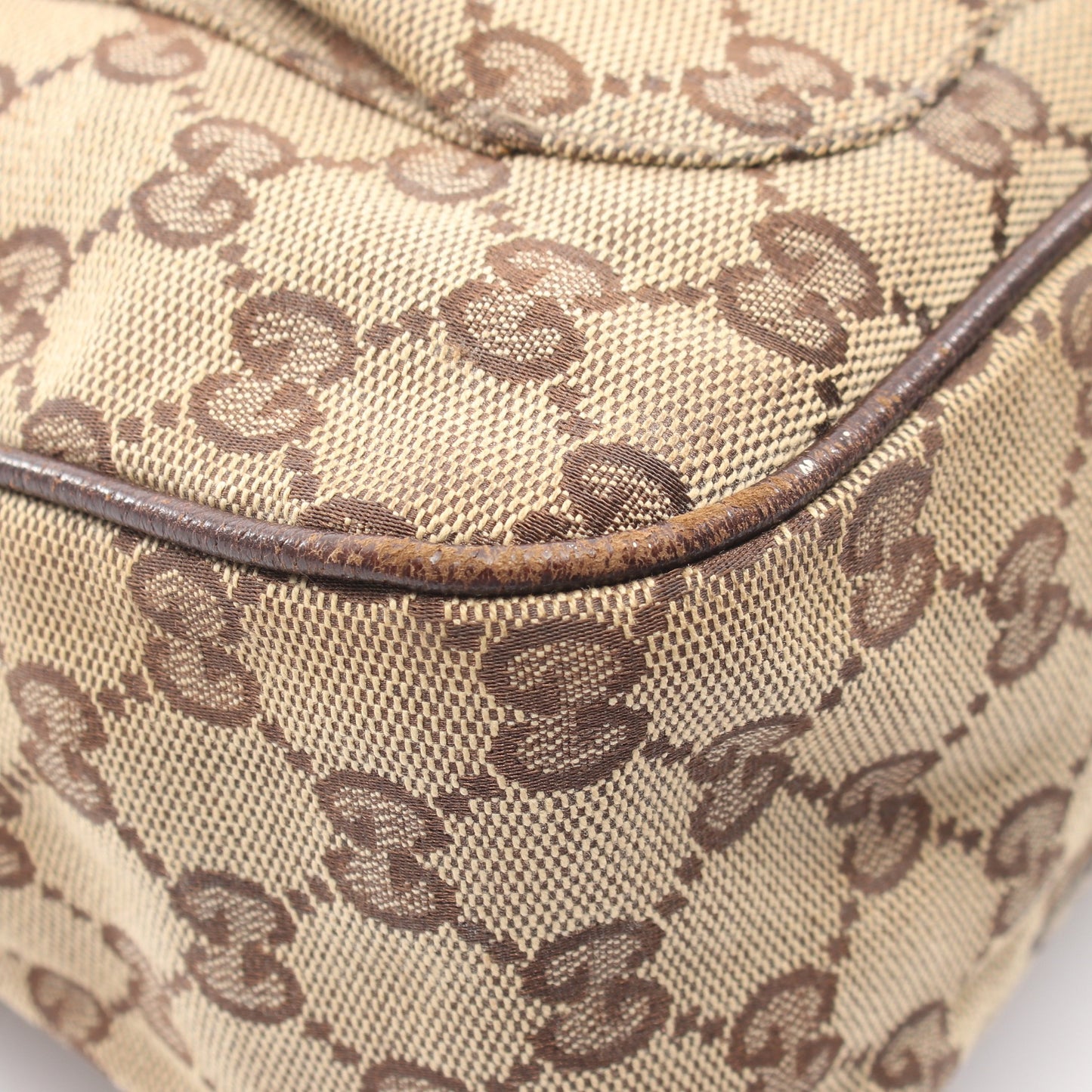 GGキャンバス ショルダーバッグ キャンバス レザー ベージュ ダークブラウン グッチ バッグ GUCCI
