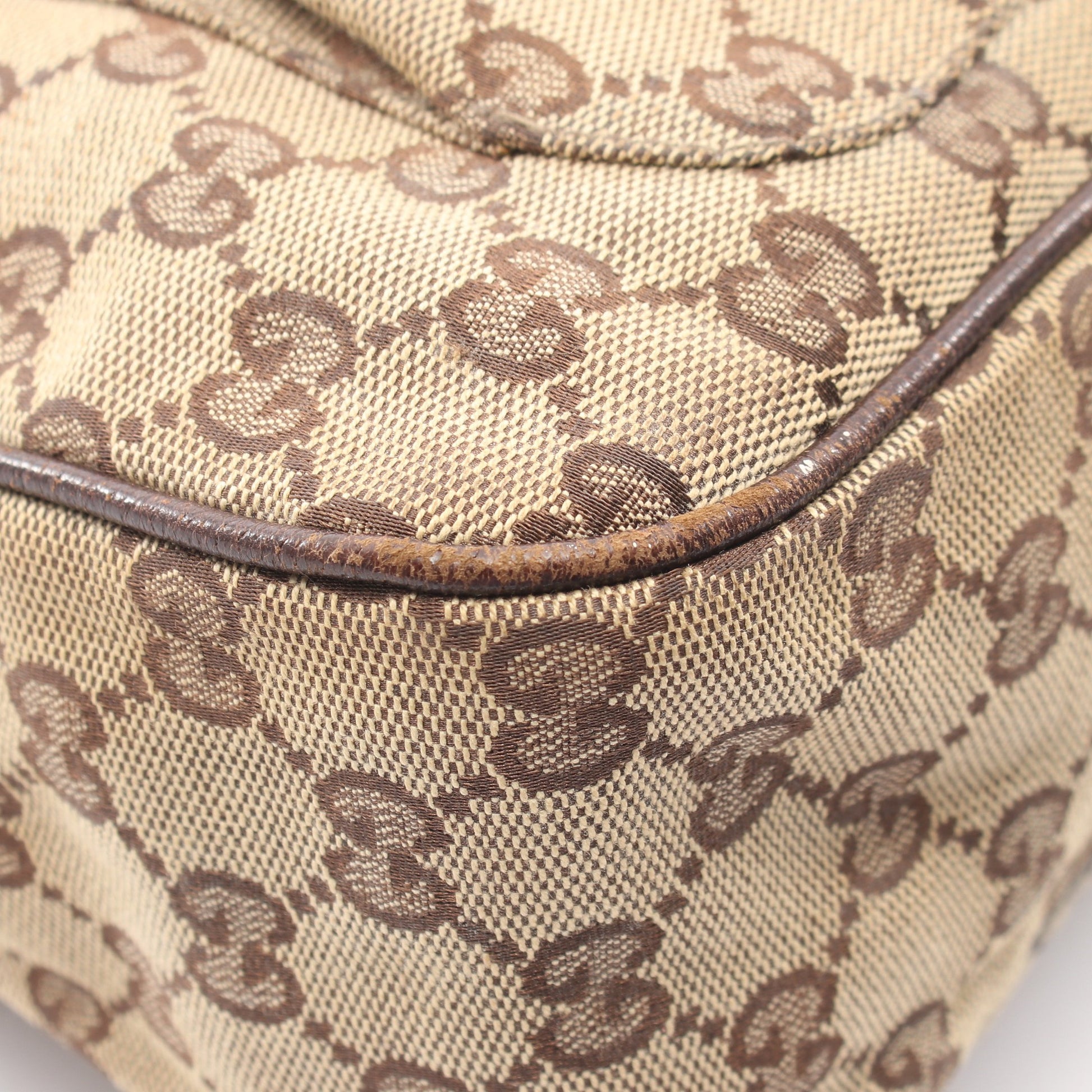GGキャンバス ショルダーバッグ キャンバス レザー ベージュ ダークブラウン グッチ バッグ GUCCI
