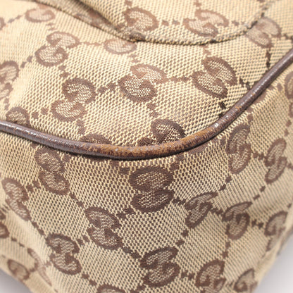 GGキャンバス ショルダーバッグ キャンバス レザー ベージュ ダークブラウン グッチ バッグ GUCCI