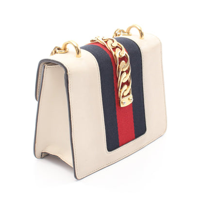シルヴィ ウェブライン チェーンショルダーバッグ レザー アイボリー ネイビー レッド グッチ バッグ GUCCI