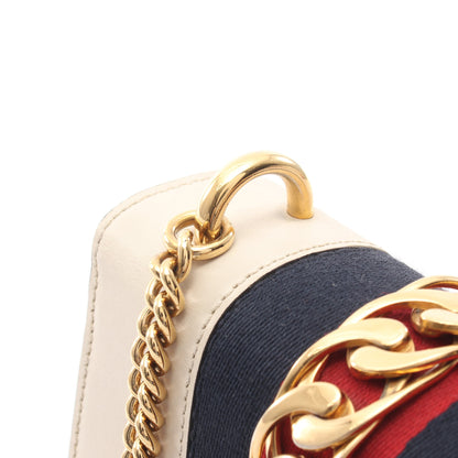 シルヴィ ウェブライン チェーンショルダーバッグ レザー アイボリー ネイビー レッド グッチ バッグ GUCCI